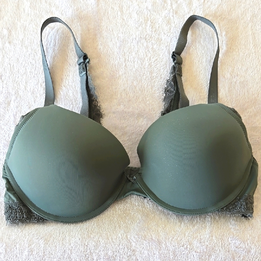 Aerie Green Lace Trim Bra Full Coverage